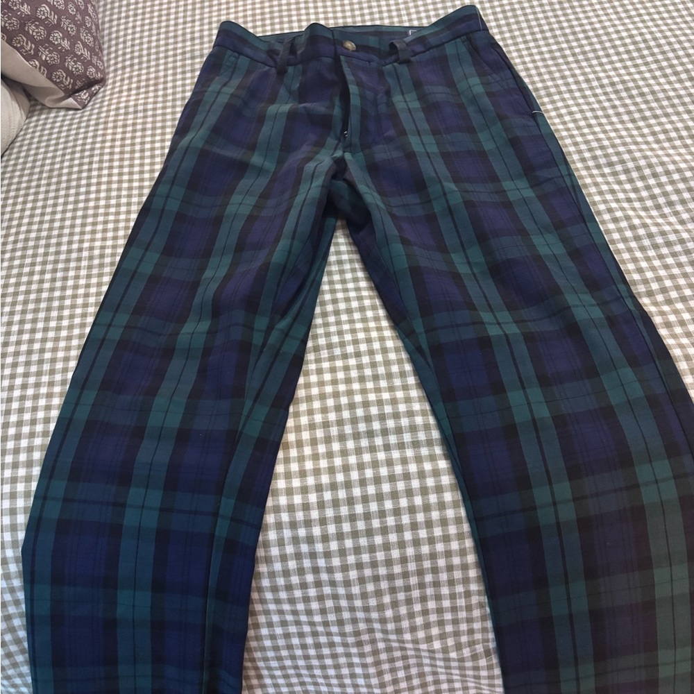 Vineyard Vines Men's Checkered Pants - Dark Blue and Green